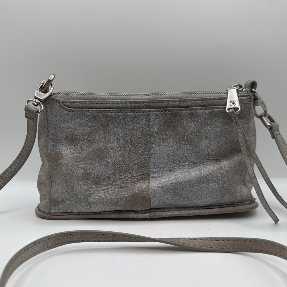 HOBO Darcy Leather Purse Grey Convertible 3-in-1 Crossbody To Wristlet Bag